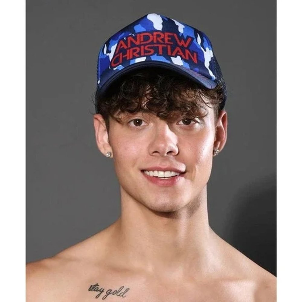 Andrew Christian Camouflage Trucker Cap Blue One Size